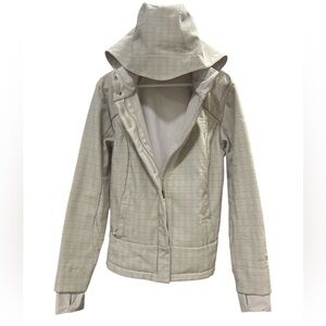 AVIA Windbreaker Jacket White Hood Zipper Warm Winter Jacket size Large